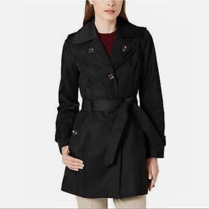 Fog by London Fog Belted Removable Hooded Trench Coat in Black Size Small